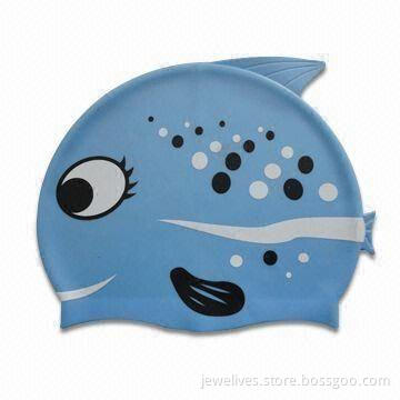 Blue fish kids' swimming caps